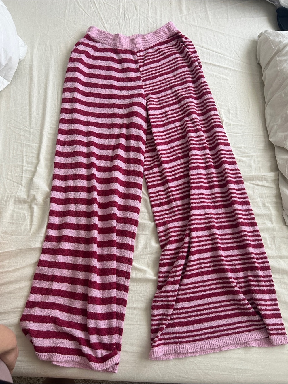 Free People Pink Striped Pajama / lounge Pants - terry cloth material